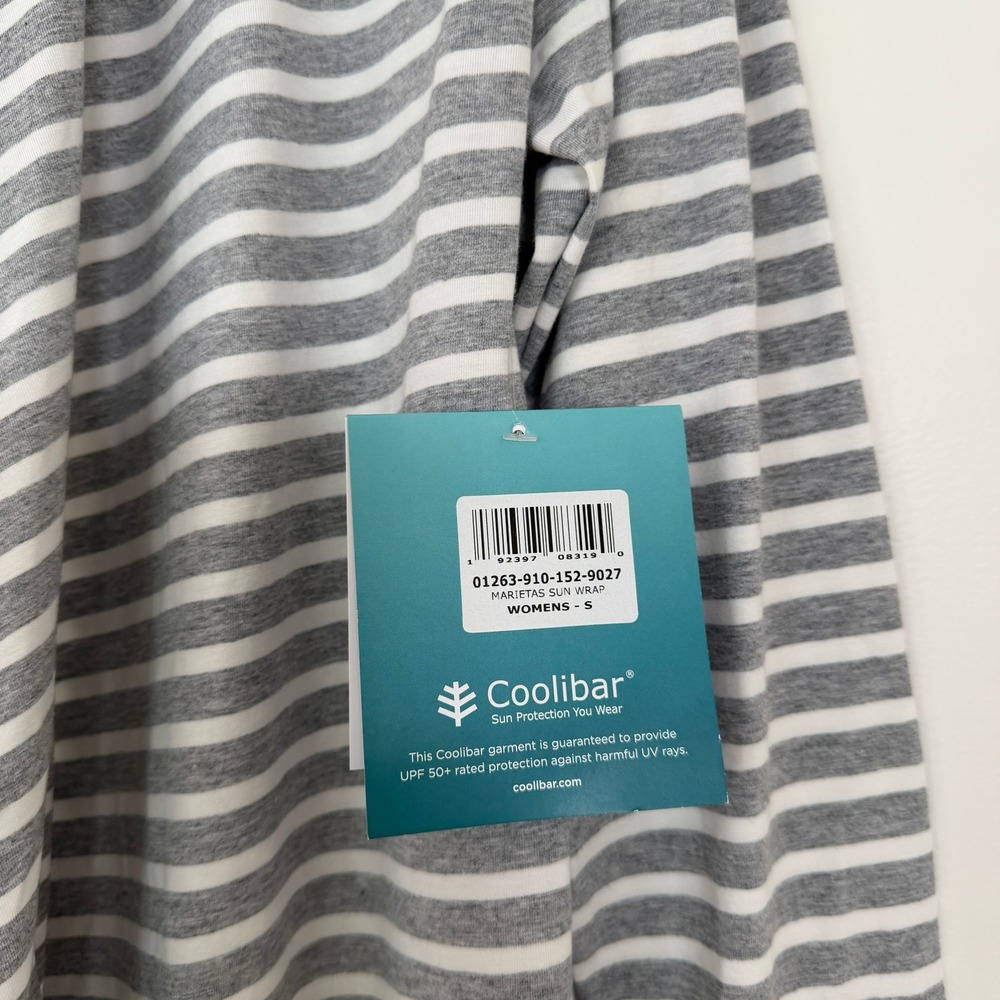 Coolibar NWT Womens Marietas Sun Wrap UPF 50+ Striped Cardigan Grey White Small - Picture 7 of 12